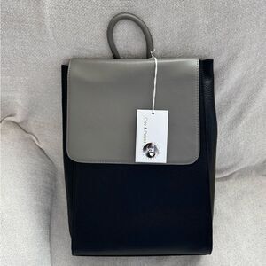 Cleo & Patek Leather Backpack Black Gray New